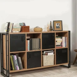 Credenza quercia e nera 164x35x89h cm 4 ante - Dodong