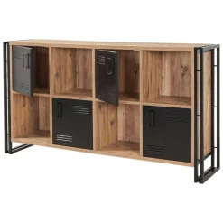 Credenza quercia e nera 164x35x89h cm 4 ante - Dodong