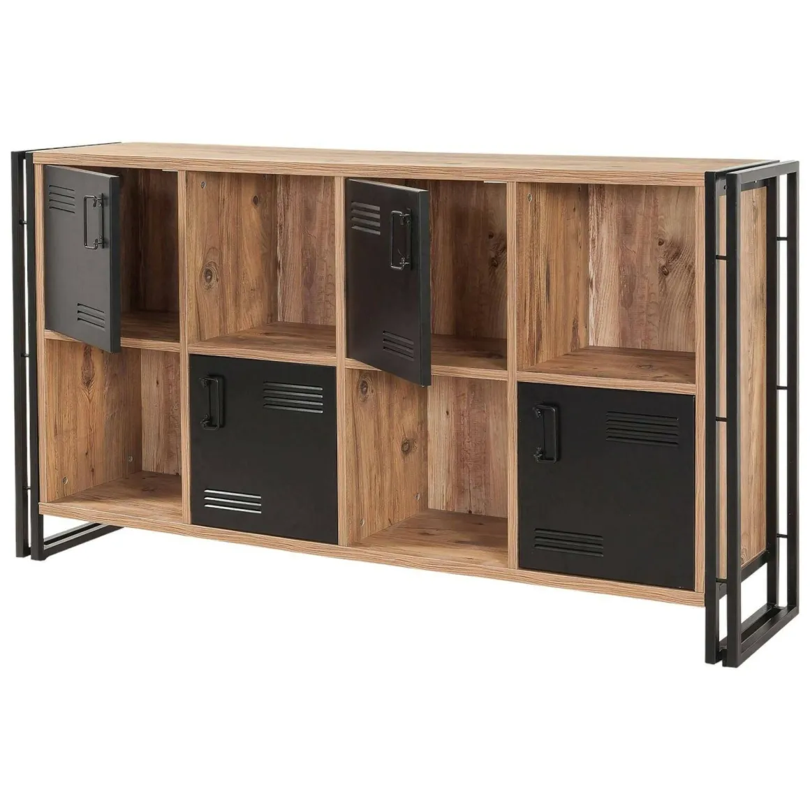 Credenza quercia e nera 164x35x89h cm 4 ante - Dodong