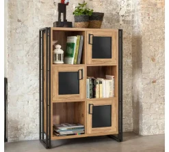 Cucina|Madie > Dmora Credenza quercia e nera 89x35x89h cm 3 ante - Telesilla Nero, Marrone Quercia