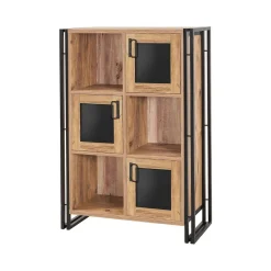 Cucina|Madie > Dmora Credenza quercia e nera 89x35x89h cm 3 ante - Telesilla Nero, Marrone Quercia