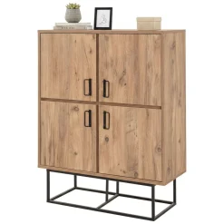 Credenza quercia e nera 93x36x115h cm 2 cassetti - Katmandu