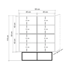 Credenza quercia e nera 93x36x115h cm 2 cassetti - Katmandu