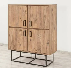 Credenza quercia e nera 93x36x115h cm 2 cassetti - Katmandu