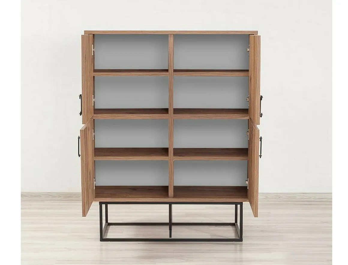 Credenza quercia e nera 93x36x115h cm 2 cassetti - Katmandu