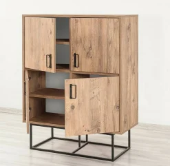 Credenza quercia e nera 93x36x115h cm 2 cassetti - Katmandu