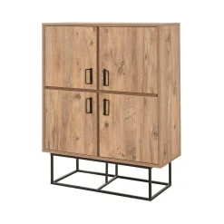Credenza quercia e nera 93x36x115h cm 2 cassetti - Katmandu