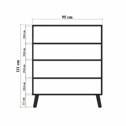 Madie|Credenze > Dmora Credenza quercia e verde 95x36x111h cm 4 ante - Agyemang Verde, Marrone Quercia