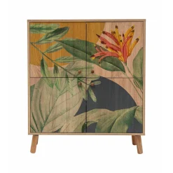 Madie|Credenze > Dmora Credenza quercia e verde 95x36x111h cm 4 ante - Agyemang Verde, Marrone Quercia