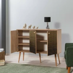 Cucina|Madie > Dmora Credenza quercia 120x36x90h cm 3 ante - Arzumia Marrone Quercia