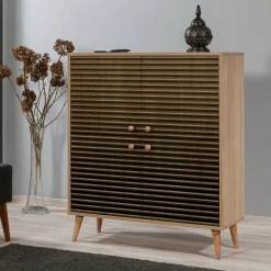 Cucina|Madie > Dmora Credenza quercia 95x36x111h cm 4 ante - Agyemang Marrone Quercia