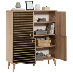 Cucina|Madie > Dmora Credenza quercia 95x36x111h cm 4 ante - Agyemang Marrone Quercia