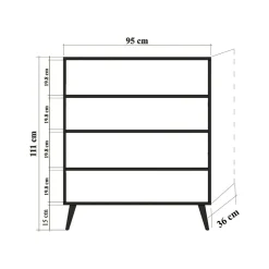 Cucina|Madie > Dmora Credenza quercia 95x36x111h cm 4 ante - Agyemang Marrone Quercia