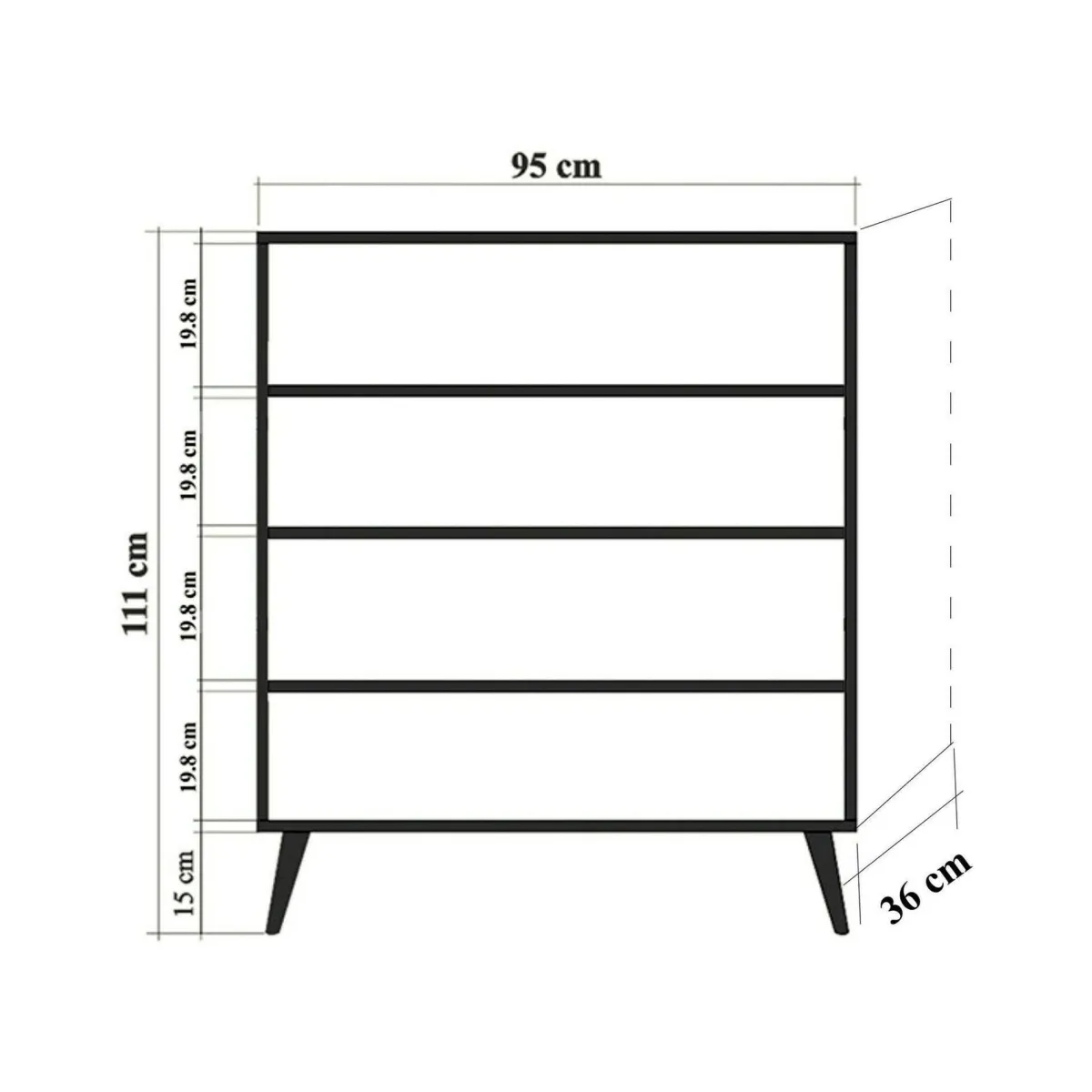 Cucina|Madie > Dmora Credenza quercia 95x36x111h cm 4 ante - Agyemang Marrone Quercia