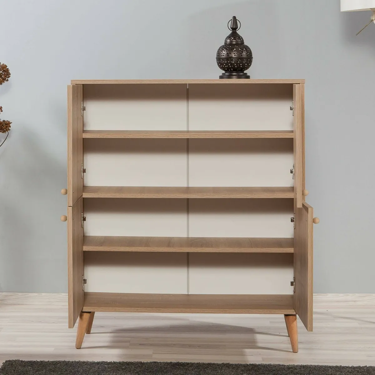 Cucina|Madie > Dmora Credenza quercia 95x36x111h cm 4 ante - Agyemang Marrone Quercia