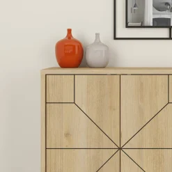 Madie|Credenze > Dmora Credenza quercia 123x35x62h cm 4 ante - Earl Marrone Quercia