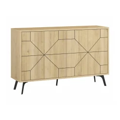 Madie|Credenze > Dmora Credenza quercia 123x35x62h cm 4 ante - Earl Marrone Quercia