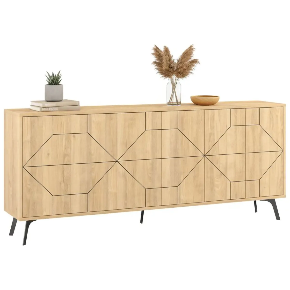 Madie|Credenze > Dmora Credenza quercia 184x35x77h cm 4 ante - Earl Marrone Quercia