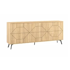 Madie|Credenze > Dmora Credenza quercia 184x35x77h cm 4 ante - Earl Marrone Quercia