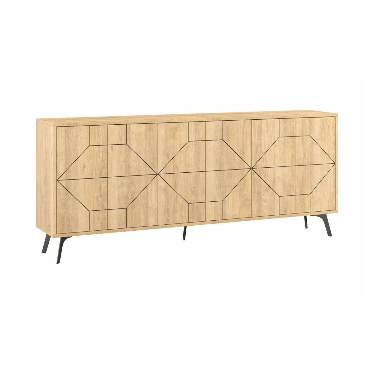 Madie|Credenze > Dmora Credenza quercia 184x35x77h cm 4 ante - Earl Marrone Quercia