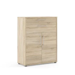 Madie|Credenze > Dmora Credenza quercia 89x40x113h cm 2 ante e 2 cassetti - Agra Marrone Quercia