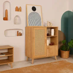 Cucina|Madie > Dmora Credenza quercia 90x40x110h cm 2 ante - Sfalerite Marrone Quercia