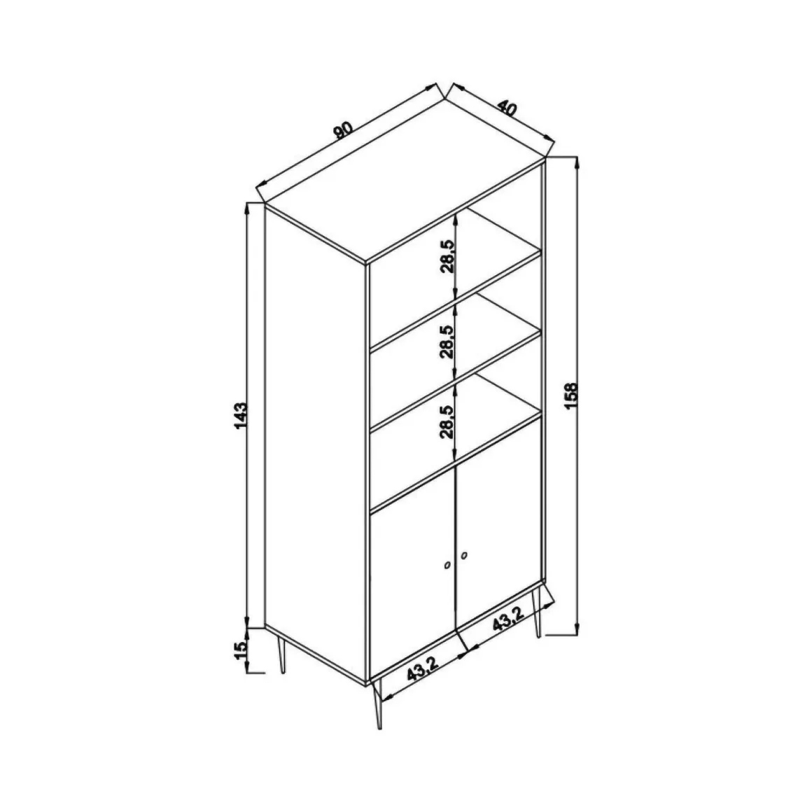 Credenza quercia 90x40x110h cm 2 ante - Skopje
