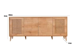 Madie|Credenze > Dmora Credenza quercia 180x41x81h cm 4 ante - Tarawa Marrone Quercia