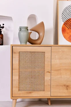 Madie|Credenze > Dmora Credenza quercia 180x41x81h cm 4 ante - Tarawa Marrone Quercia