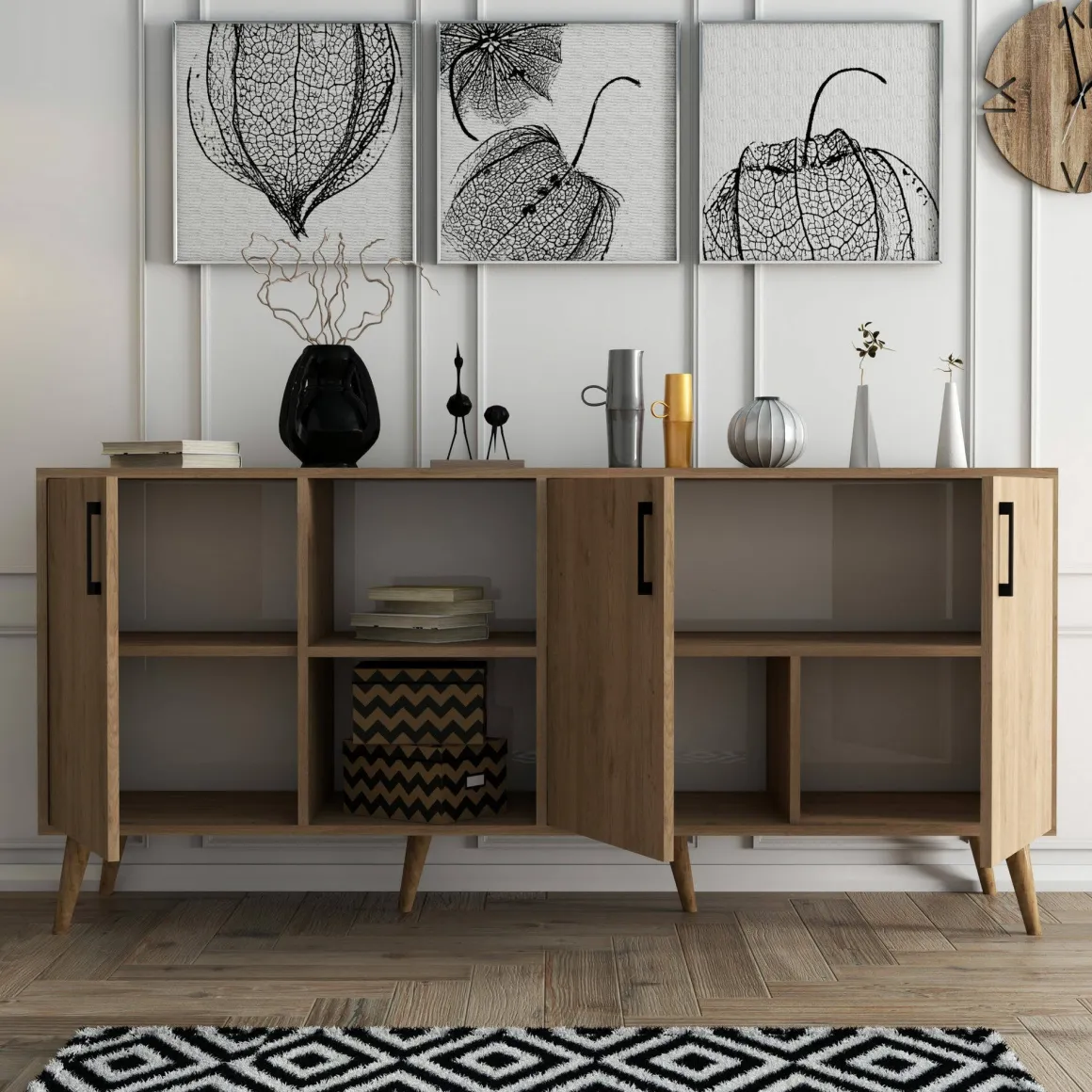 Credenza quercia 180x45x80h cm 3 ante - Vardah