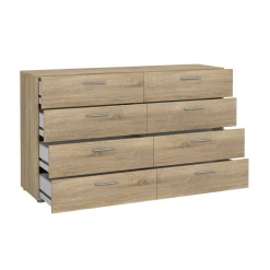 Madie|Credenze > Dmora Credenza quercia 140x40x81h cm 8 cassetti - Phethai Marrone Quercia