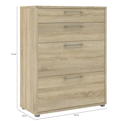 Credenza quercia 89x40x113h cm 4 cassetti - Anghiari