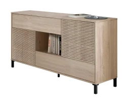 Cucina|Madie > Dmora Credenza rovere cannettato 151x41x80h cm 2 ante e 2 cassetti - Abib Marrone Rovere