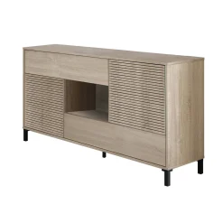 Cucina|Madie > Dmora Credenza rovere cannettato 151x41x80h cm 2 ante e 2 cassetti - Abib Marrone Rovere