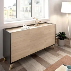 Credenza rovere e antracite 155x43x75h cm 3 ante - Afrodite