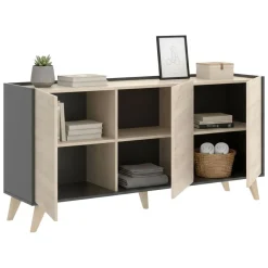 Credenza rovere e antracite 155x43x75h cm 3 ante - Afrodite