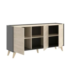Credenza rovere e antracite 155x43x75h cm 3 ante - Afrodite