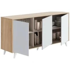 Credenza rovere e bianca moderna 153x39x72h cm 3 ante - Annina