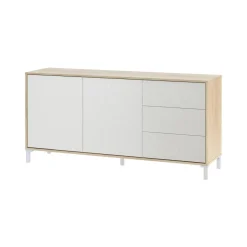 Credenza rovere e bianca 154x41x75h cm 2 ante e 3 cassetti - Ardelia