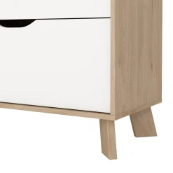 Madie|Credenze > Dmora Credenza rovere e bianca 155x39x92h cm 6 cassetti - Chito Bianco, Marrone Rovere