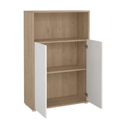 Credenza rovere e bianca 79x34x123h cm 2 ante - Canossa