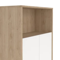Madie|Credenze > Dmora Credenza rovere e bianca 98x39x73h cm 2 ante e 1 cassetto - Tulo Bianco, Marrone Rovere
