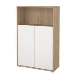 Madie|Credenze > Dmora Credenza rovere e bianca 98x39x73h cm 2 ante e 1 cassetto - Tulo Bianco, Marrone Rovere