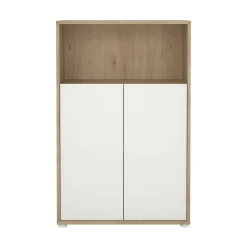 Madie|Credenze > Dmora Credenza rovere e bianca 98x39x73h cm 2 ante e 1 cassetto - Tulo Bianco, Marrone Rovere