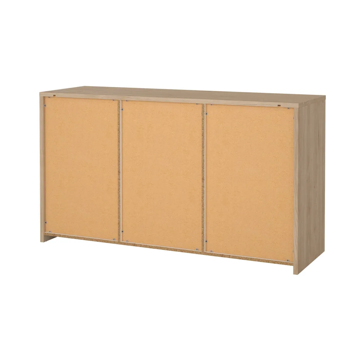 Madie|Credenze > Dmora Credenza rovere e bianco lucida 148x48x83h cm 2 ante e 2 cassetti - Alalngar Bianco Lucido, Marrone Rovere
