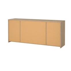 Madie|Credenze > Dmora Credenza rovere e bianco lucida 197x48x83h cm 4 ante e 1 cassetto - Basile Bianco Lucido, Marrone Rovere