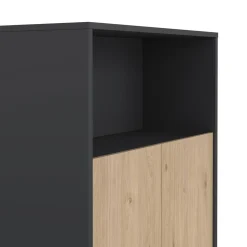 Madie|Credenze > Dmora Credenza rovere e grigia 79x34x123h cm 2 ante - Canossa Grigio, Marrone Rovere