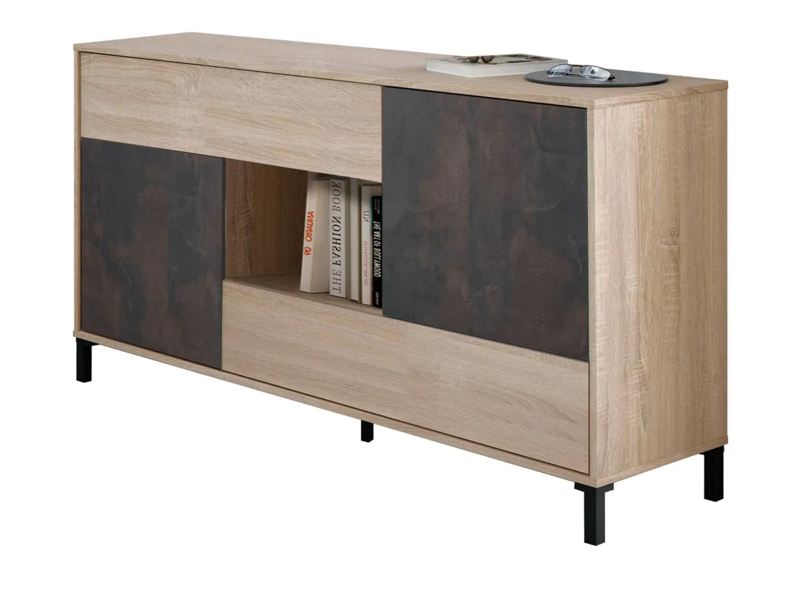 Credenza rovere e ossido 151x41x80h cm 2 ante e 2 cassetti - Abib