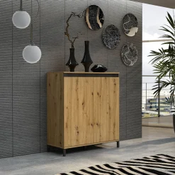 Credenza rovere nodi e antracite 100x40x110h cm 2 ante - Tokyo