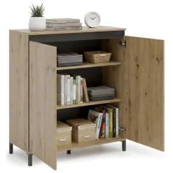 Credenza rovere nodi e antracite 100x40x110h cm 2 ante - Tokyo